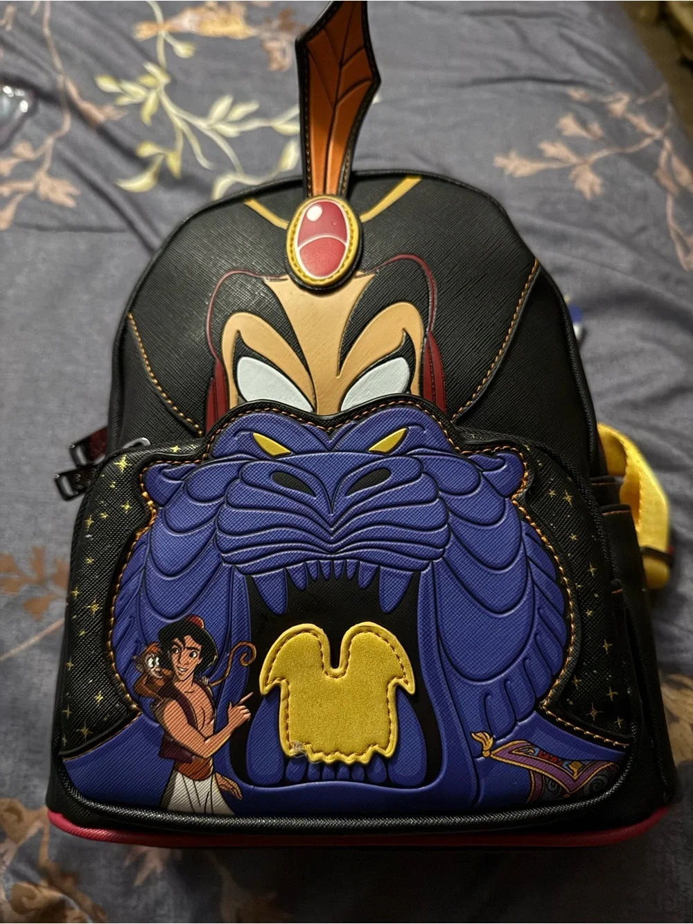 Loungefly Black Purple Yellow Aladdin Villain Dragon Mini Backpack